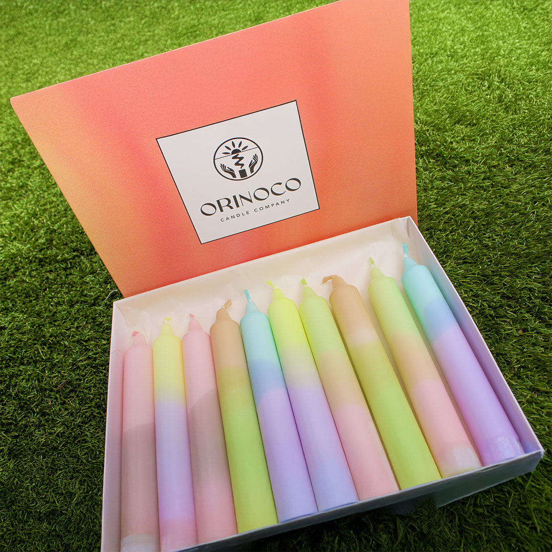 Cotton Candy Pack of 10 – Dipped Taper Candles – 19cm