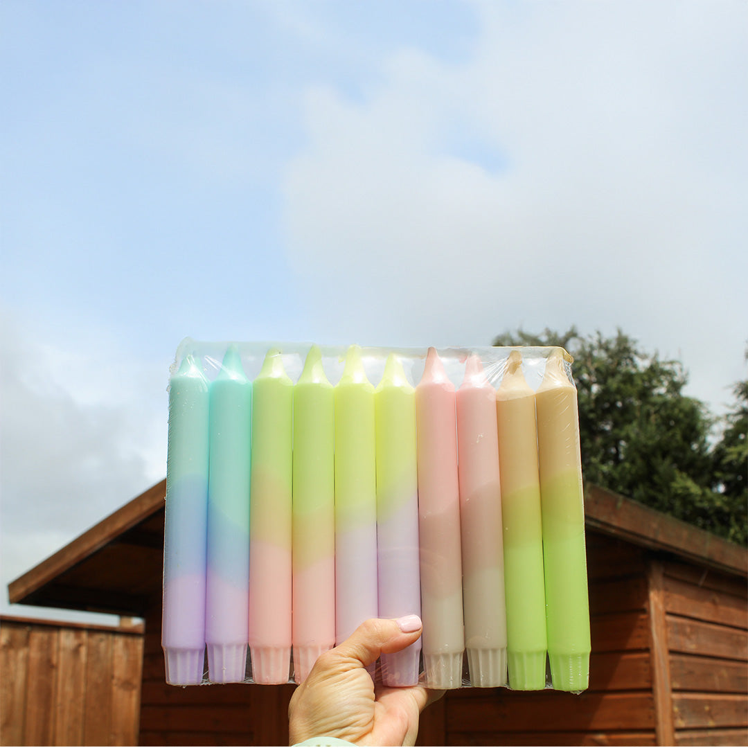 Cotton Candy Pack of 10 – Dipped Taper Candles – 19cm