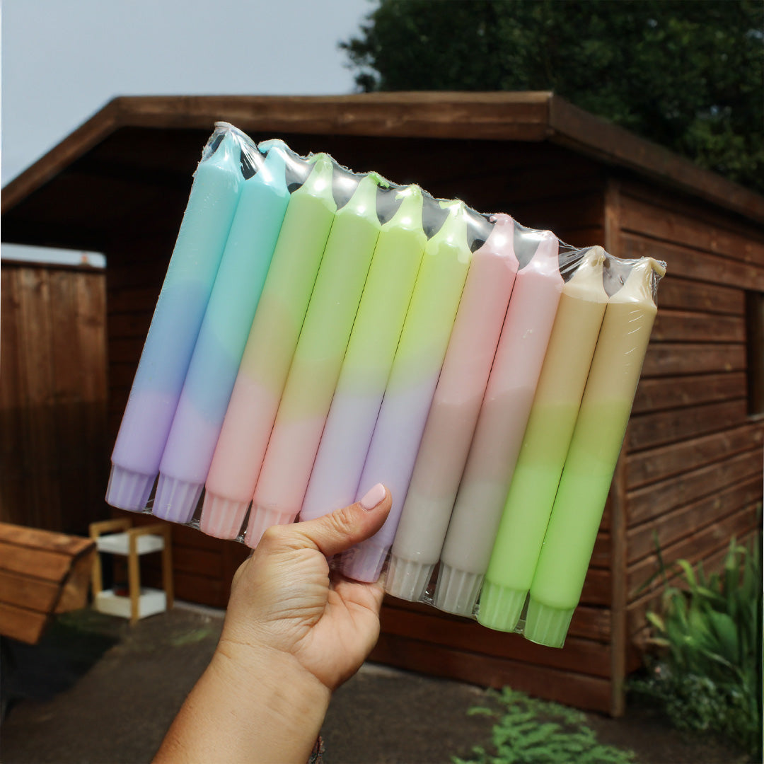 Cotton Candy Pack of 10 – Dipped Taper Candles – 19cm