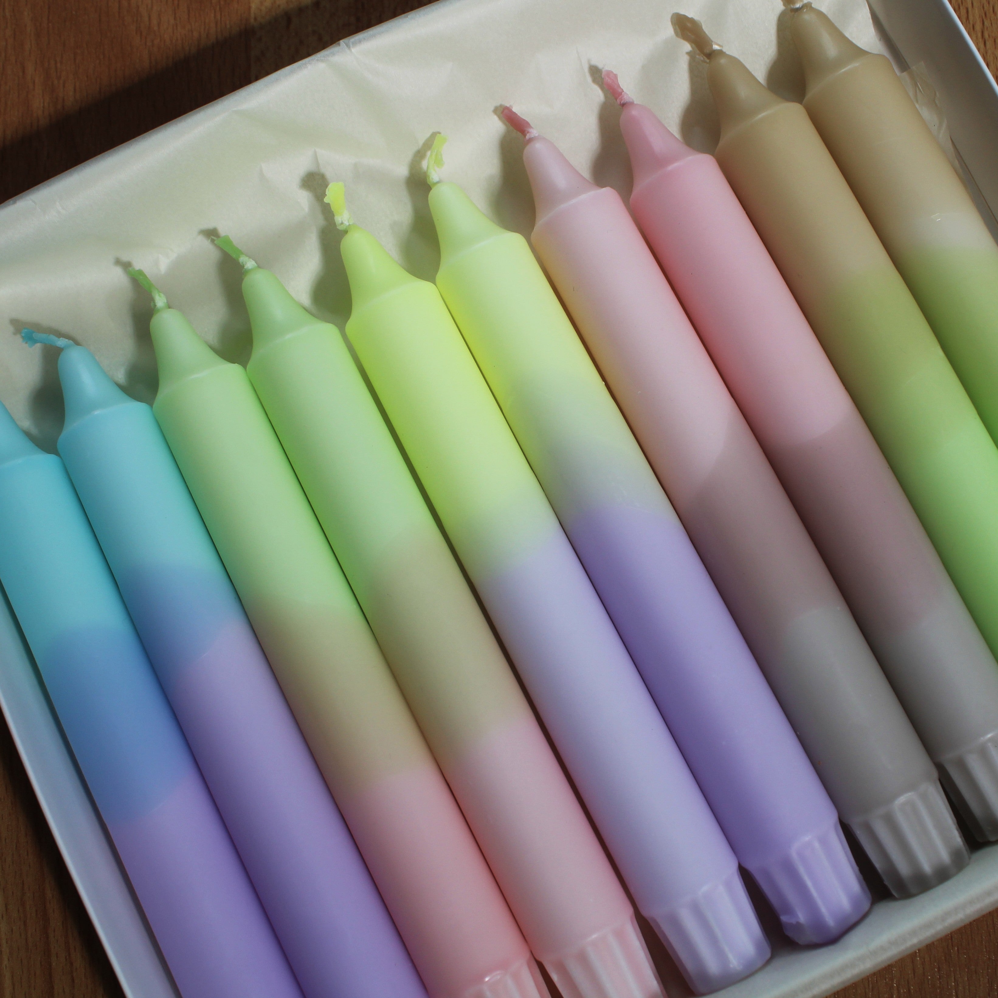 Cotton Candy Pack of 10 – Dipped Taper Candles – 19cm