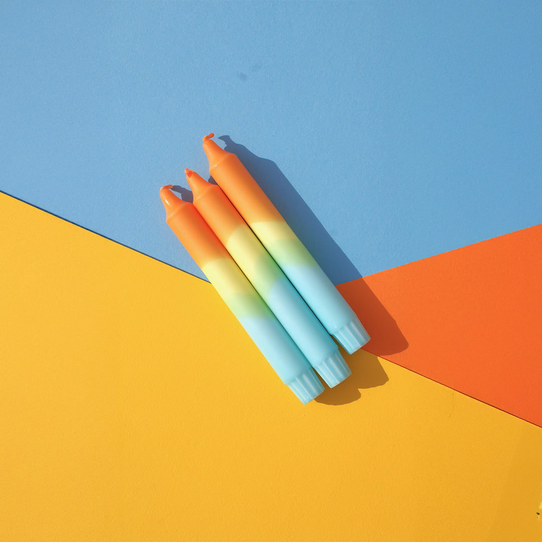 Dreamy Sunrise  - Dipped Taper Candles - 19cm