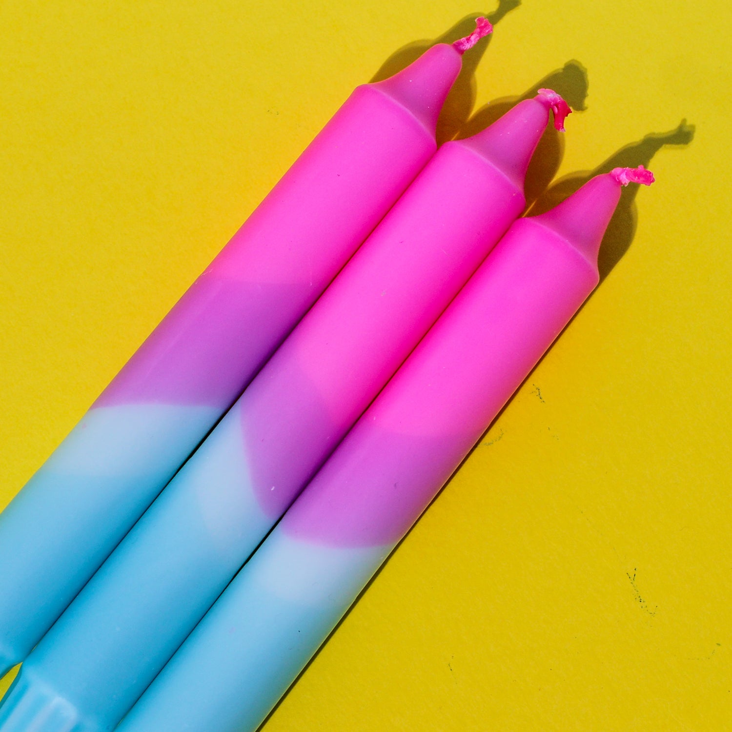 Neon Party Pink and Blue - Dipped Taper Candles - 19cm