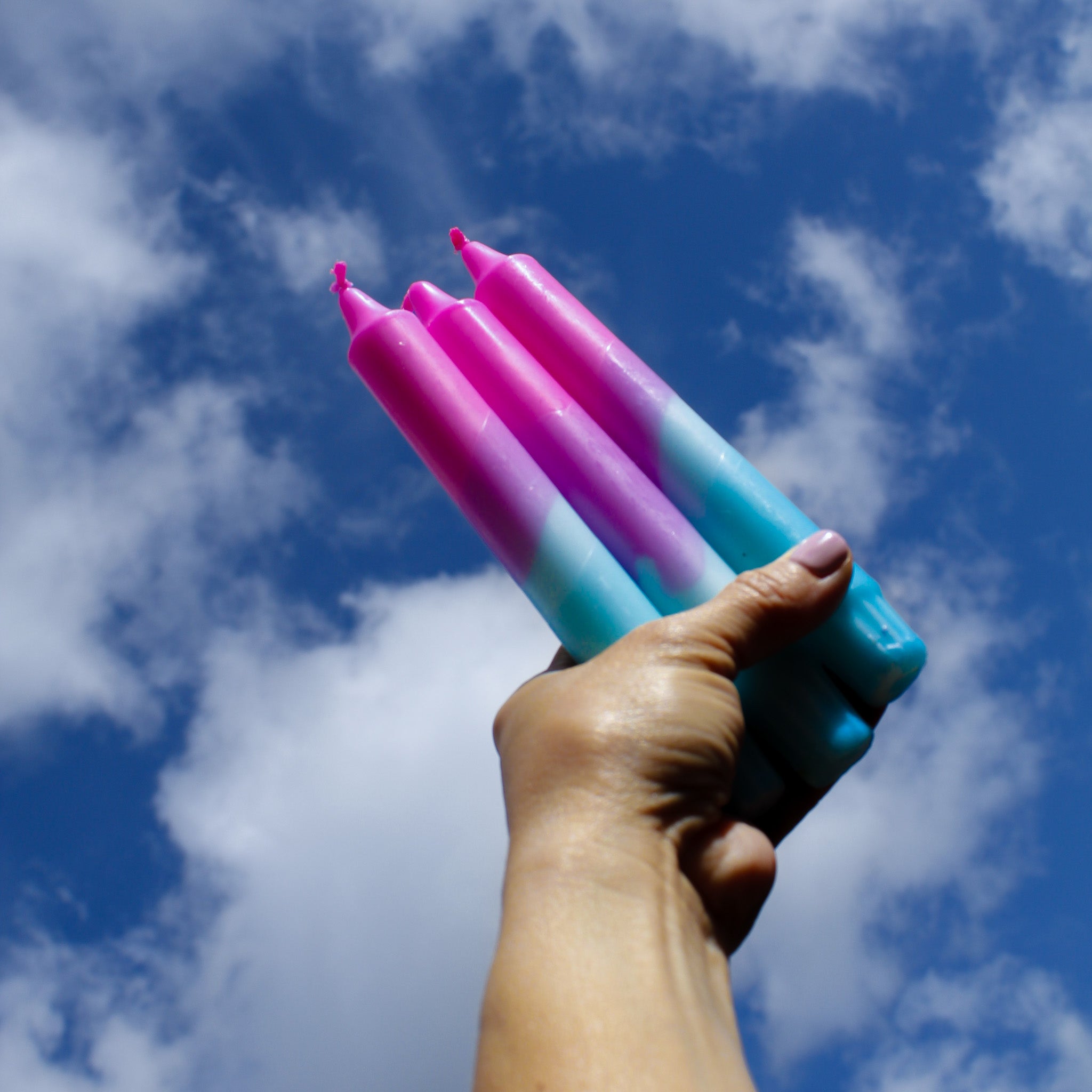 Neon Party Pink and Blue - Dipped Taper Candles - 19cm