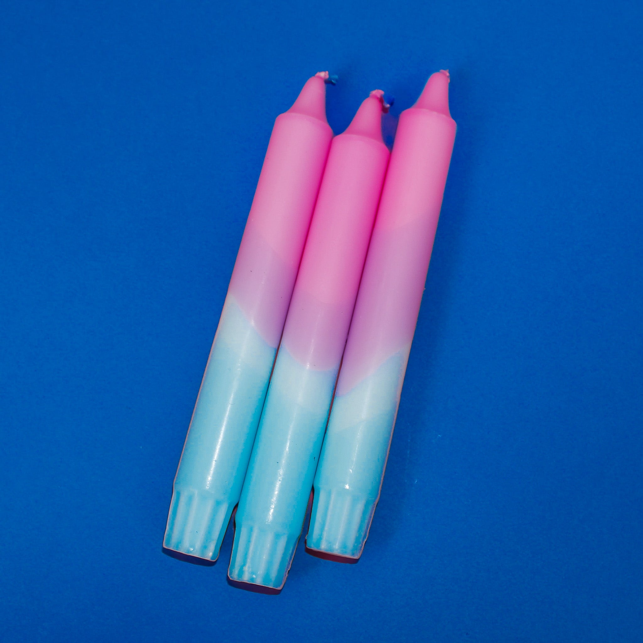 Neon Party Pink and Blue - Dipped Taper Candles - 19cm