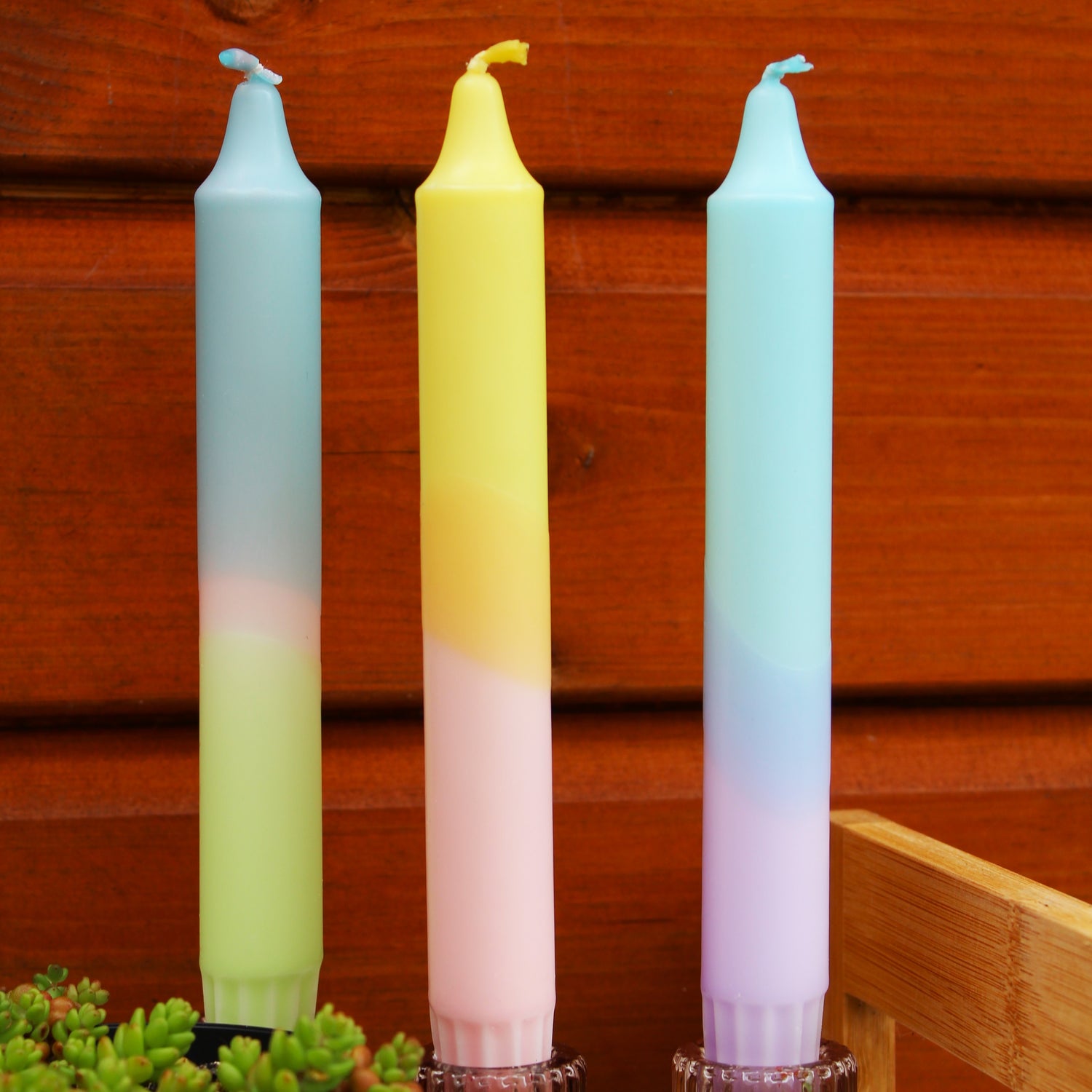 Pastel Trio Blue – Dipped Taper Candles – 19cm