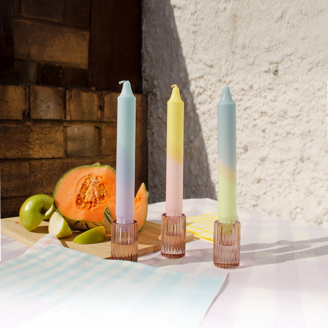 Pastel Trio Blue – Dipped Taper Candles – 19cm