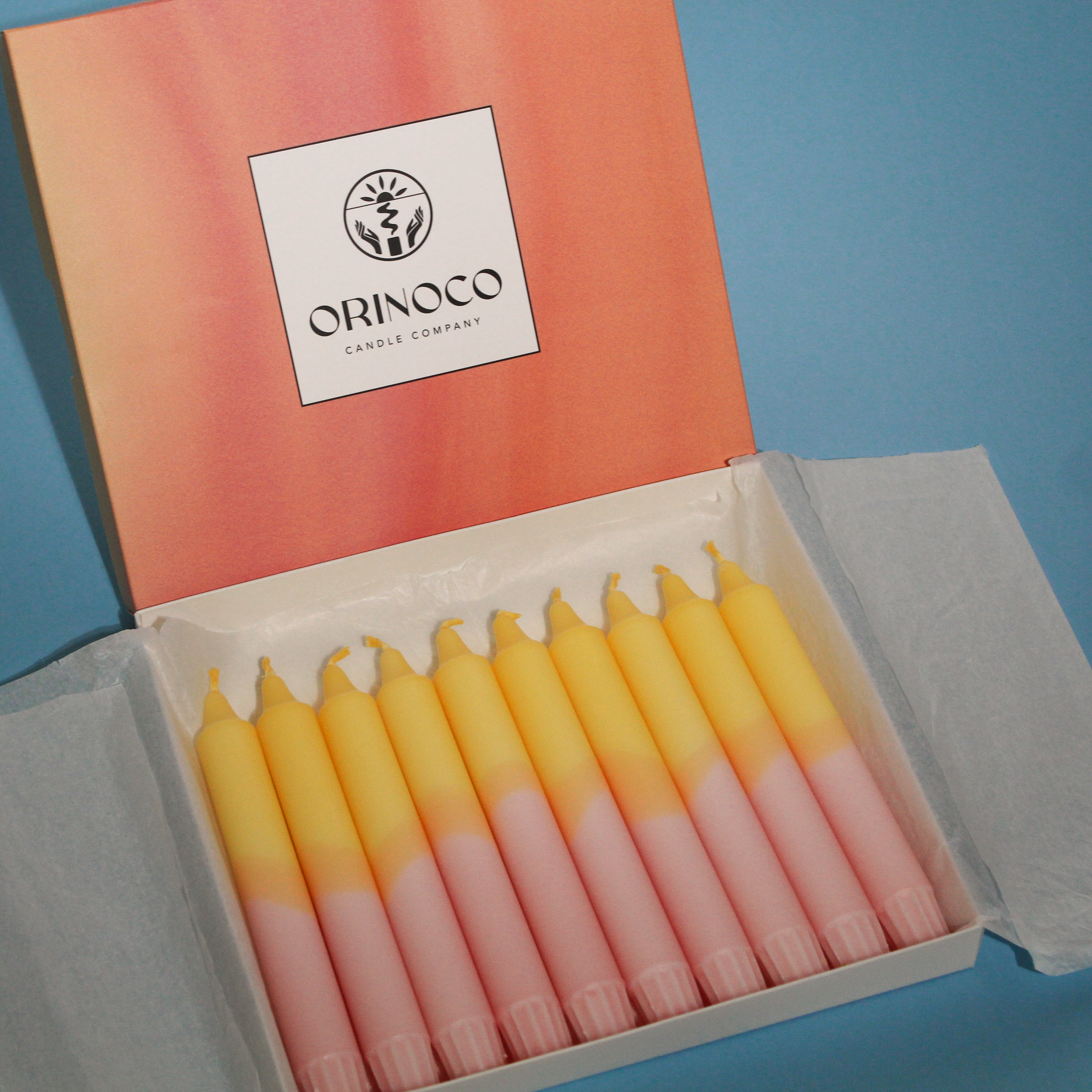 Cotton Candy Pink & Yellow – Dipped Taper Candles - 19cm