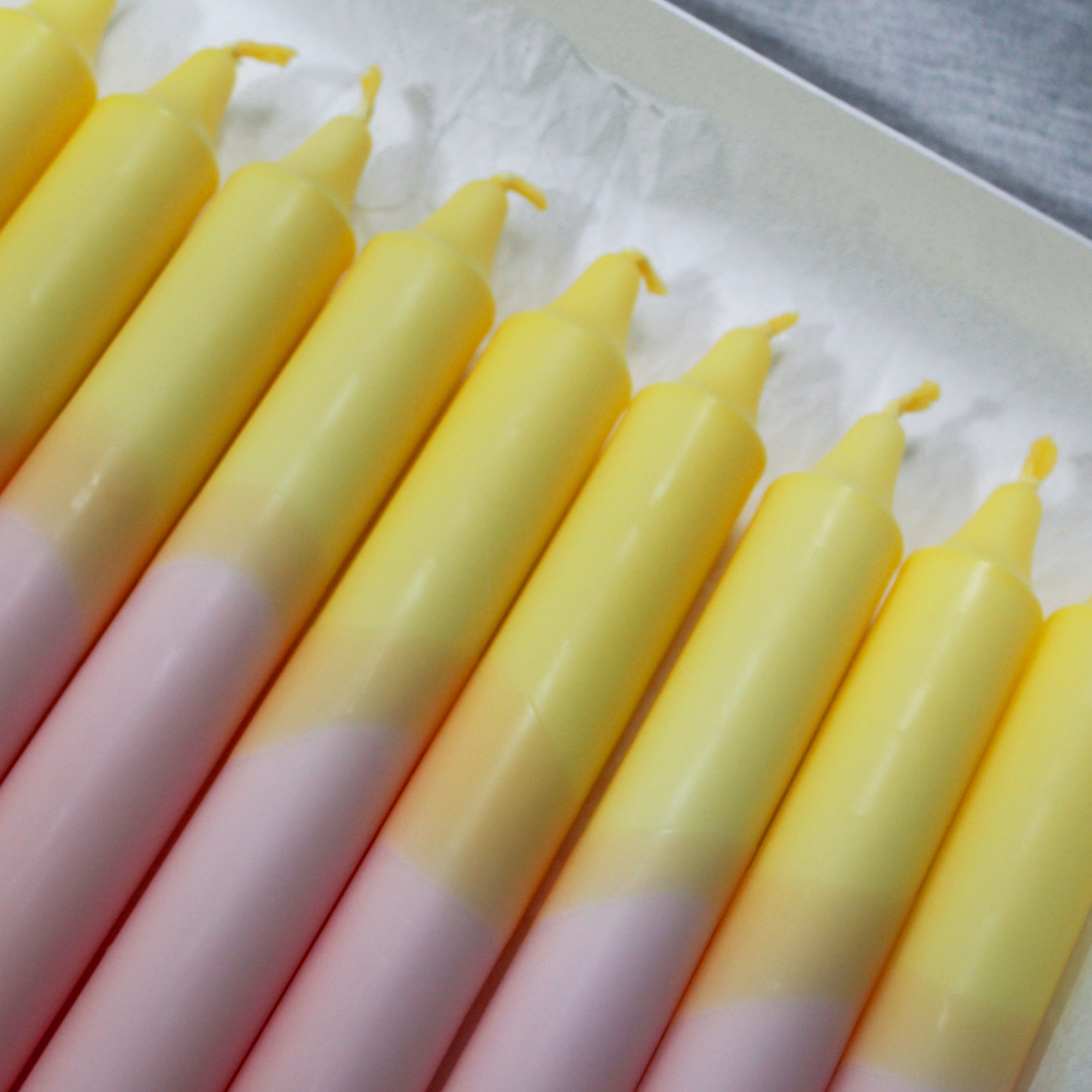 Cotton Candy Pink & Yellow – Dipped Taper Candles - 19cm